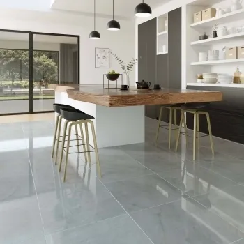 Muse Grey Polished Floor Tiles 600x600 Kitchen Roomset