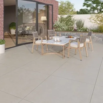 Newcon Ivory Concrete Effect Matt Porcelain Outdoor Slab Tile