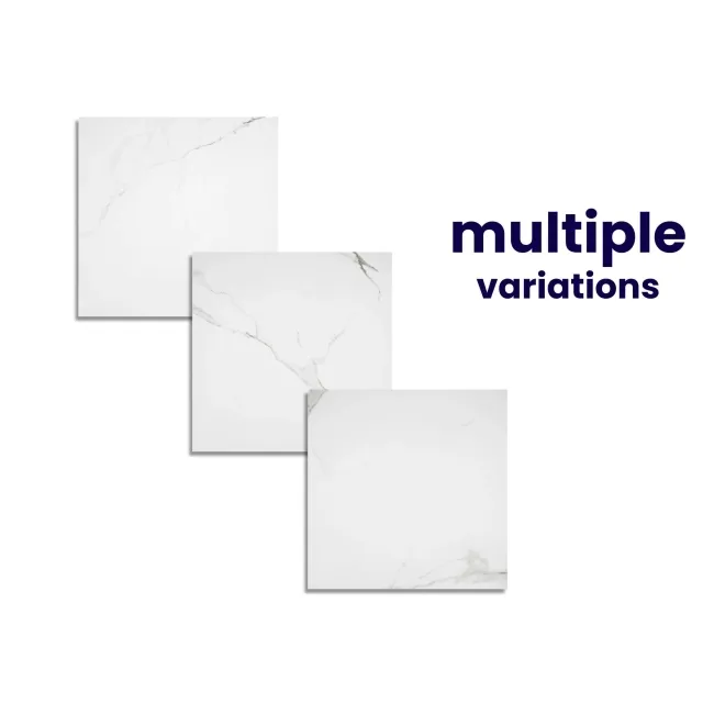 Place White Polished Marble Effect Floor Tile