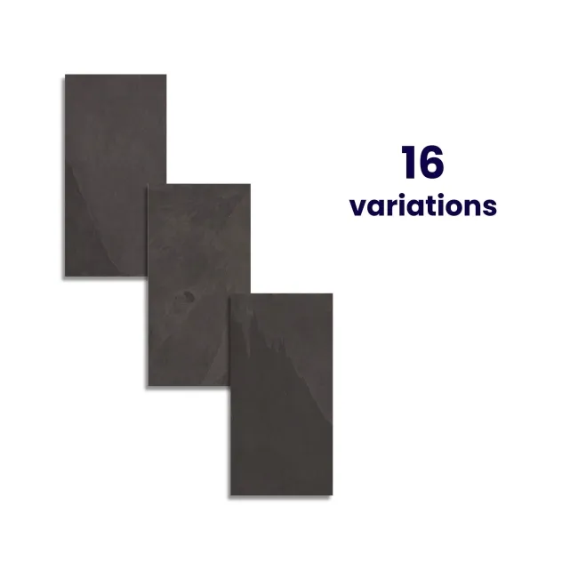 Mustang Black Slate Effect Matt Porcelain Large Wall and Floor Tile