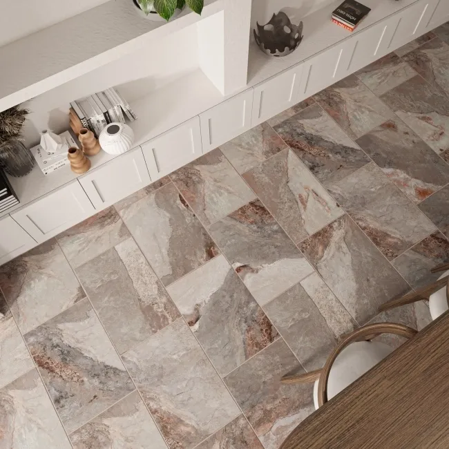 Peacock Grey Slate Effect Matt Porcelain Tile