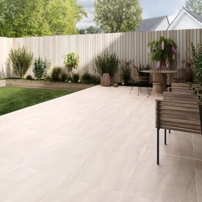 Moda White Stone Effect Matt Porcelain Outdoor Slab Tile