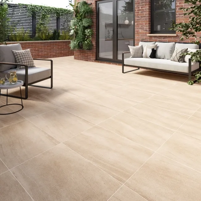 Moda Beige Stone Effect Matt Porcelain Outdoor Slab Tile