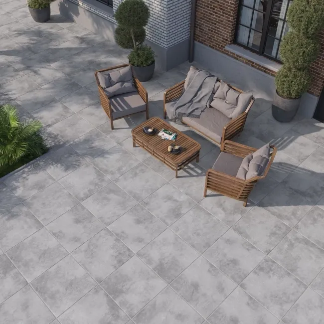 Vista Grey Stone Effect Matt Porcelain Outdoor Slab Tile