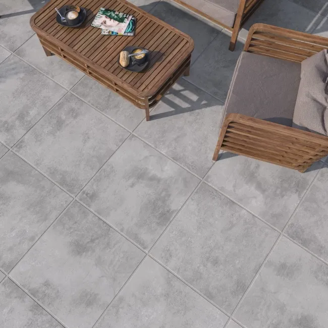 Vista Grey Stone Effect Matt Porcelain Outdoor Slab Tile