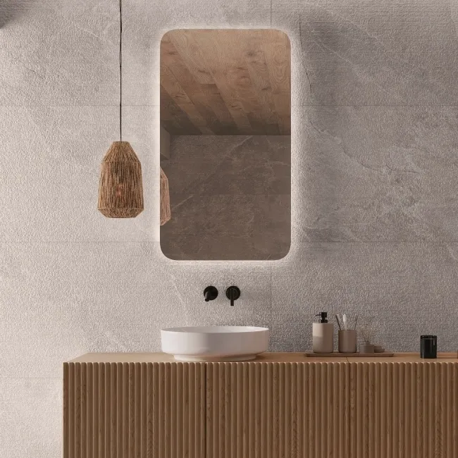 Capri Light Grey Matrix Decor Stone Effect Matt Porcelain Wall Tile