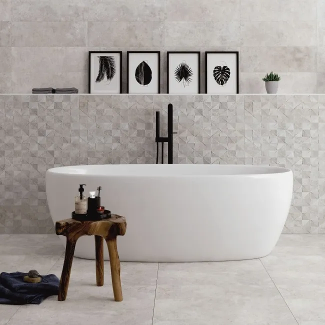 Crassana Decor Grey Concrete Effect Matt Ceramic Wall Tile