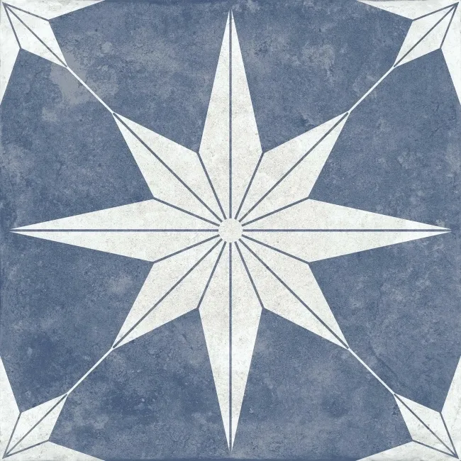 Supernova Star Blue Patterned Matt Vitrified Ceramic Floor Tile