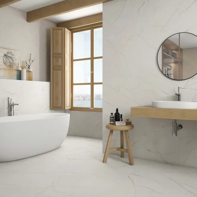 Roca Lincoln White Marble Effect Matt Large Porcelain Tile