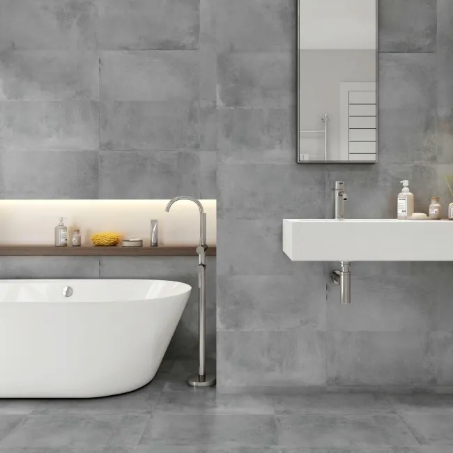 Maddox Dark Grey Concrete Effect Matt Porcelain Wall and Floor Tile
