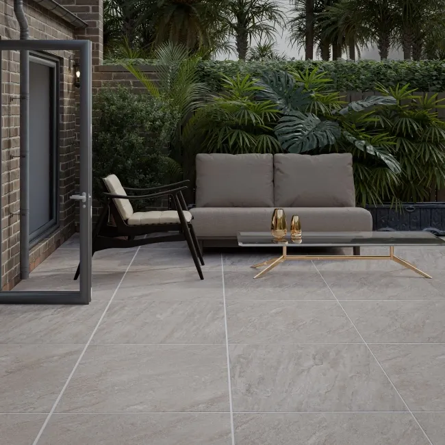 Nevada Grey Stone Effect Matt Porcelain Outdoor Slab Tile