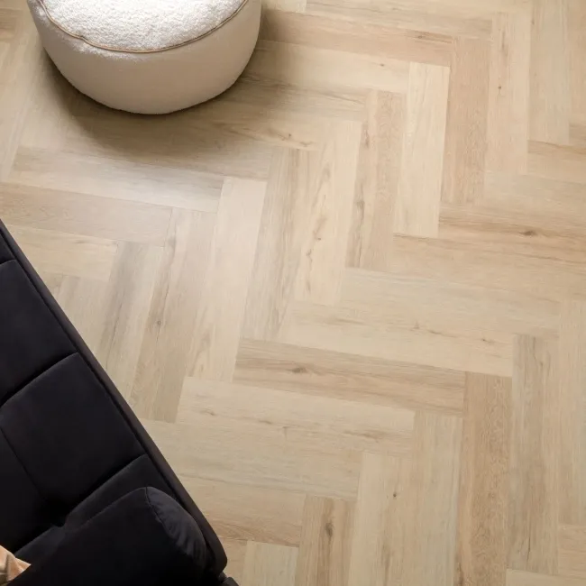 Paris Natural Light Oak Herringbone Luxury Click Vinyl Flooring 5mm