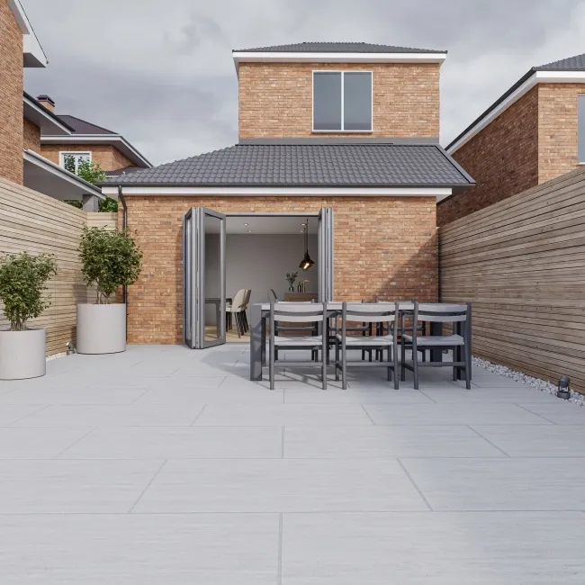 Caesar White Stone Effect Matt Porcelain Outdoor Slab Tile