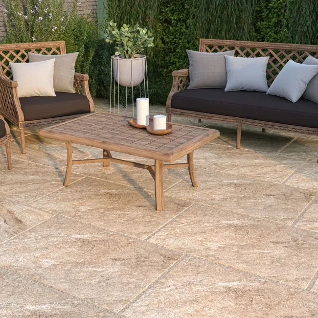 Nevada Beige Stone Effect Matt Porcelain Outdoor Slab Tile