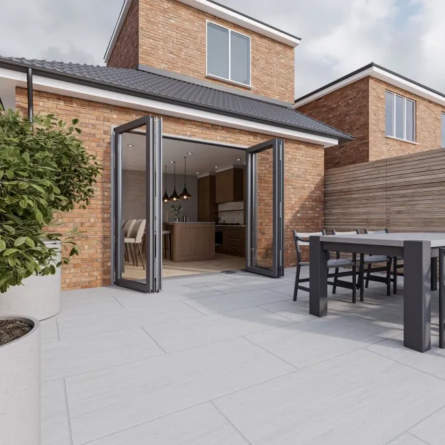 Caesar White Stone Effect Matt Porcelain Outdoor Slab Tile