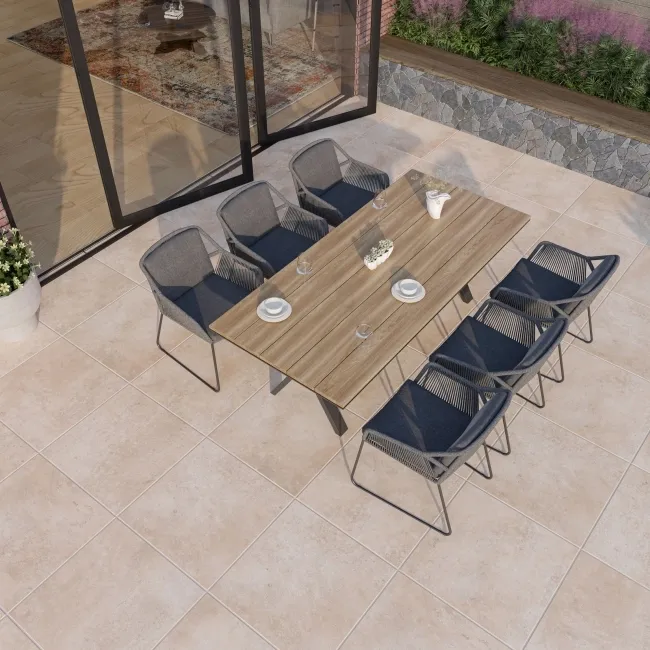 Vista Beige Stone Effect Matt Porcelain Outdoor Slab Tile