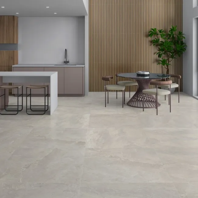 The Rock Cream Stone Effect Matt Porcelain Floor Tile