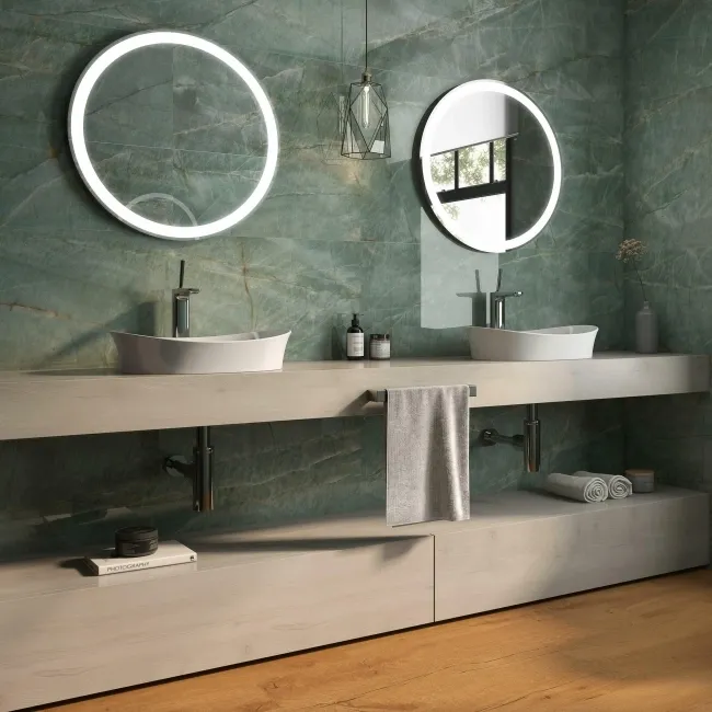 Roca Topazio Green Marble Effect Polished Porcelain Wall & Floor Tile