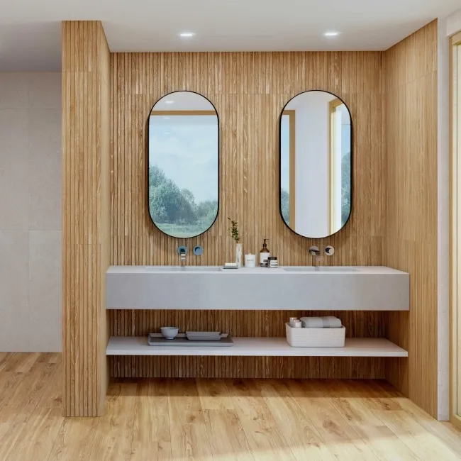 Verbier Honey Slatted Decor Wood Effect Ceramic Wall Tile