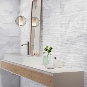 Garner White Decor Onyx Marble Effect Gloss Ceramic Wall Tile