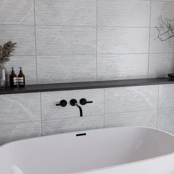 Fior Di Bosco Light Grey Decor Marble Effect Gloss Ceramic Wall Tile