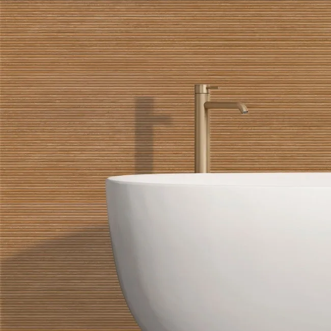 Roca Indiana Natural Fluted Wood Effect Matt Ceramic Tile