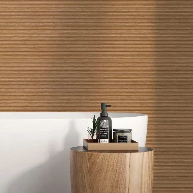 Roca Indiana Natural Fluted Wood Effect Matt Ceramic Tile