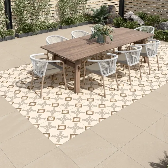 Burlingstone Beige Stone Effect Matt Porcelain Outdoor Slab