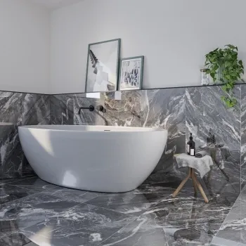 Aroma Grey Marble Effect Polished Porcelain Wall and Floor Tile