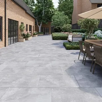 Augusta Ice Grey Slate Effect Matt Porcelain Large Outdoor Slab Tile