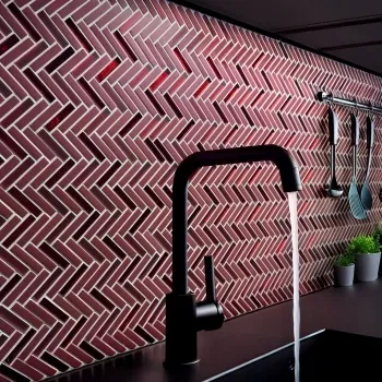Chapel Herringbone Red Mixed Mosaic