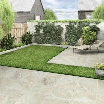 Icarus Beige Porcelain Outdoor Slab 595x595 Patio Roomset