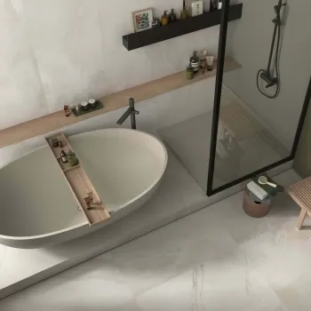 The Room White Onyx Marble Effect Matt Porcelain Wall and Floor Tile