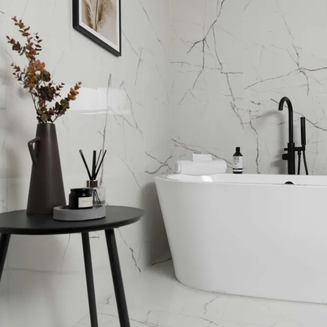 The Room White Italian Polished Porcelain Wall and Floor Tiles