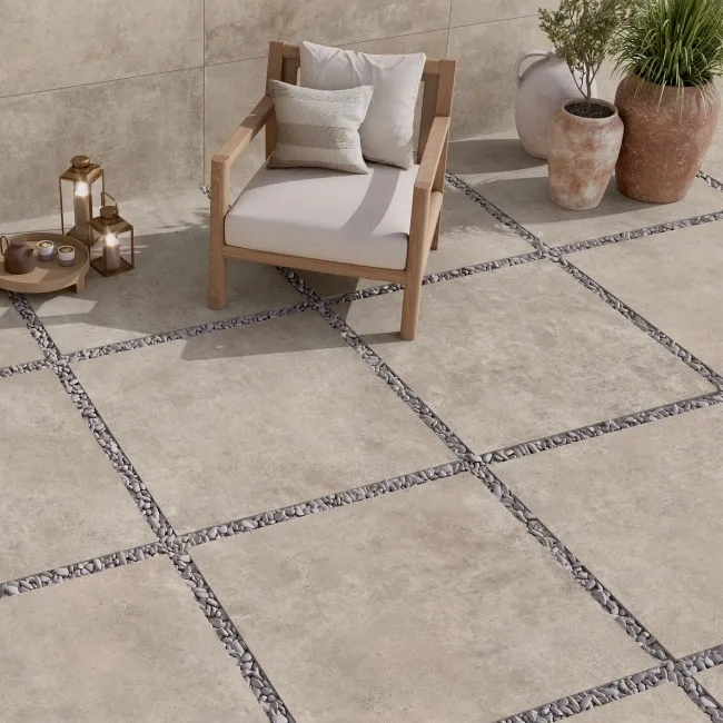 Crassana Beige Concrete Effect Matt Porcelain Outdoor Slab Tile