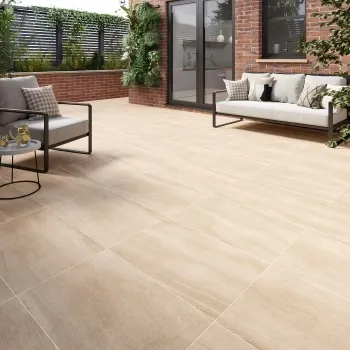 Moda Beige Stone Effect Matt Porcelain Outdoor Slab Tile