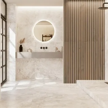 Mylos Ivory Stone Effect Matt Porcelain Wall & Floor Tile