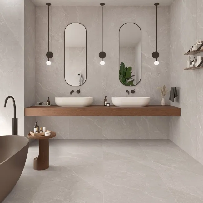 Capri Light Grey Stone Effect Matt Large Porcelain Tile