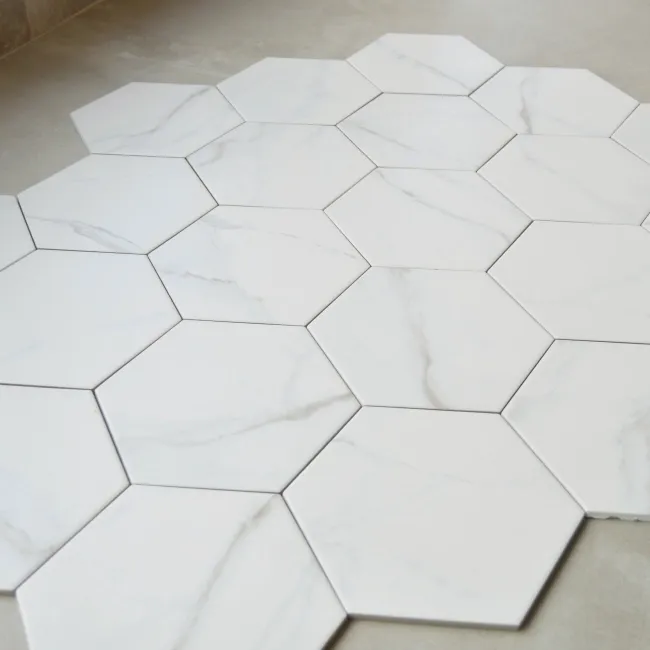 Cipriani Hexagon White Marble Effect Matt Porcelain Wall and Floor Tile