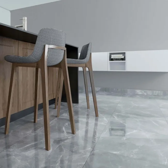 Marmy Grey Gloss Marble Effect Porcelain Floor Tile