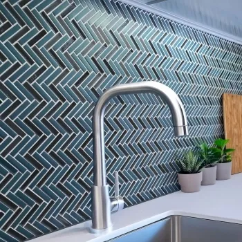 Chapel Herringbone Blue Mixed Mosaic