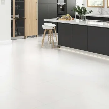 Blanco Rectified Matt Porcelain Floor Tile 600x600 Kitchen Roomset