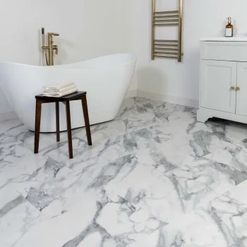 Marble Deluxe White Grouted Tile Effect Luxury Click Vinyl Flooring 5.5mm