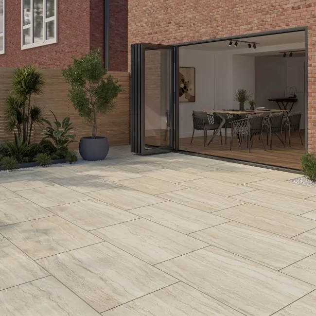 Vein Easton Cream Stone Effect Matt Porcelain Outdoor Slab