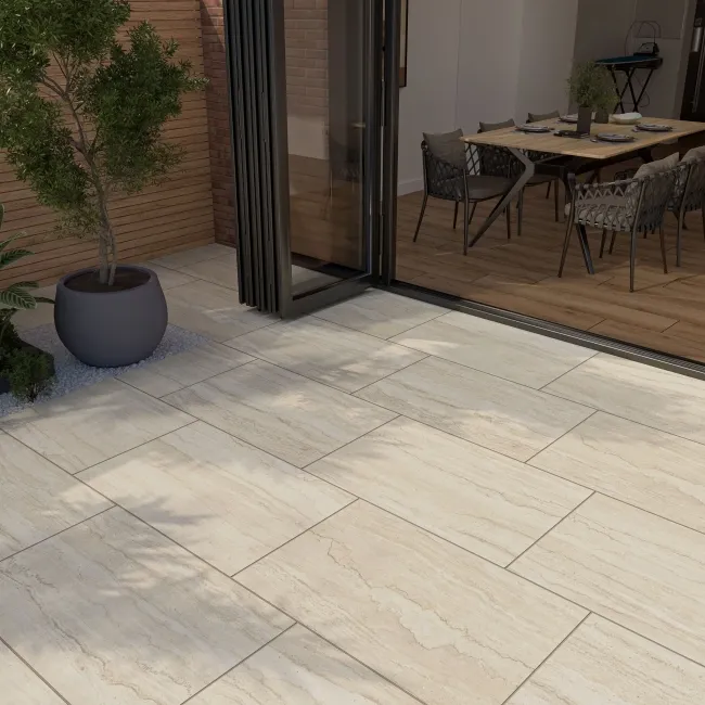 Vein Easton Cream Stone Effect Matt Porcelain Outdoor Slab