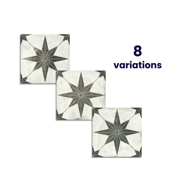 Supernova Star White Patterned Matt Vitrified Ceramic Floor Tile