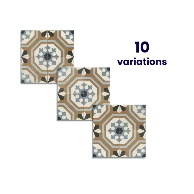 Osborne Blue Victorian Patterned  Matt Ceramic Floor Tile