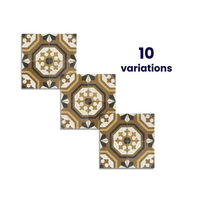 Osborne Marron Victorian Patterned  Matt Ceramic Floor Tile