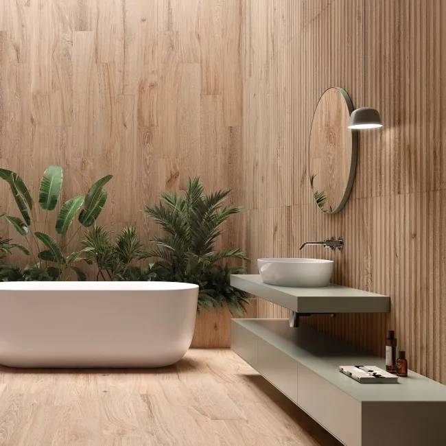 Dakaris Golden Slatted Wood Effect Matt Porcelain Tile