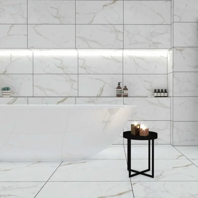 Carrera Gold Marble Effect Rectified Matt Porcelain Wall & Floor Tile
